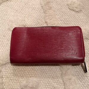 LOUIS VUITTON Zippy Wallet Epi RED Leather Red with COA